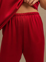 [Rouge Vineux] SilkSilky-FR 19Momme Sans manches Encolure Dégagée Femme Pyjamas 003