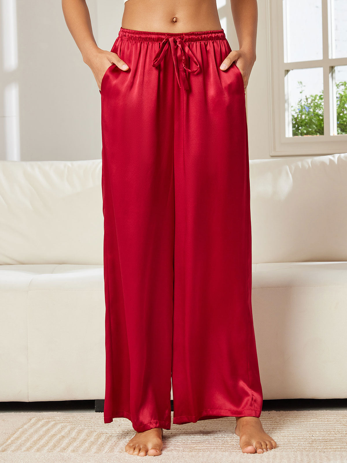[Rouge Vineux] SilkSilky-FR Pure Soie Womens Pants 001