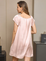 [Rose Clair] SilkSilky-FR Cap Sleeve Square Neck Chemises de nuit 002