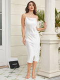 SilkSilky FR Silk Sleeveless Cowl Neck Robes Blanc 004