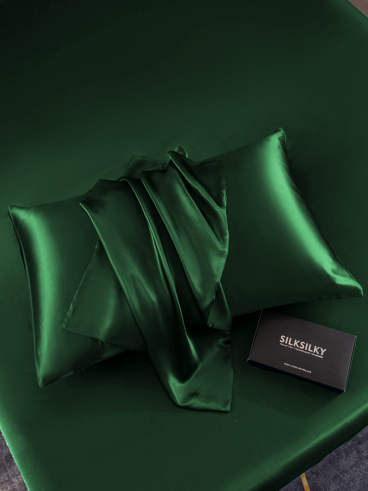[Vert Foncé] SilkSilky-FR 22Momme Pure Soie Pillowcase 005