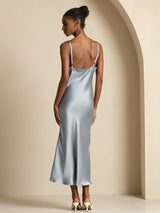 [Bleu Grisâtre] SilkSilky-FR Sleeveless V Neck Robes 002