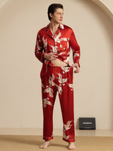 [Rouge Vineux] SilkSilky-FR Long Sleeve Lapel Collar Homme Pyjamas 008