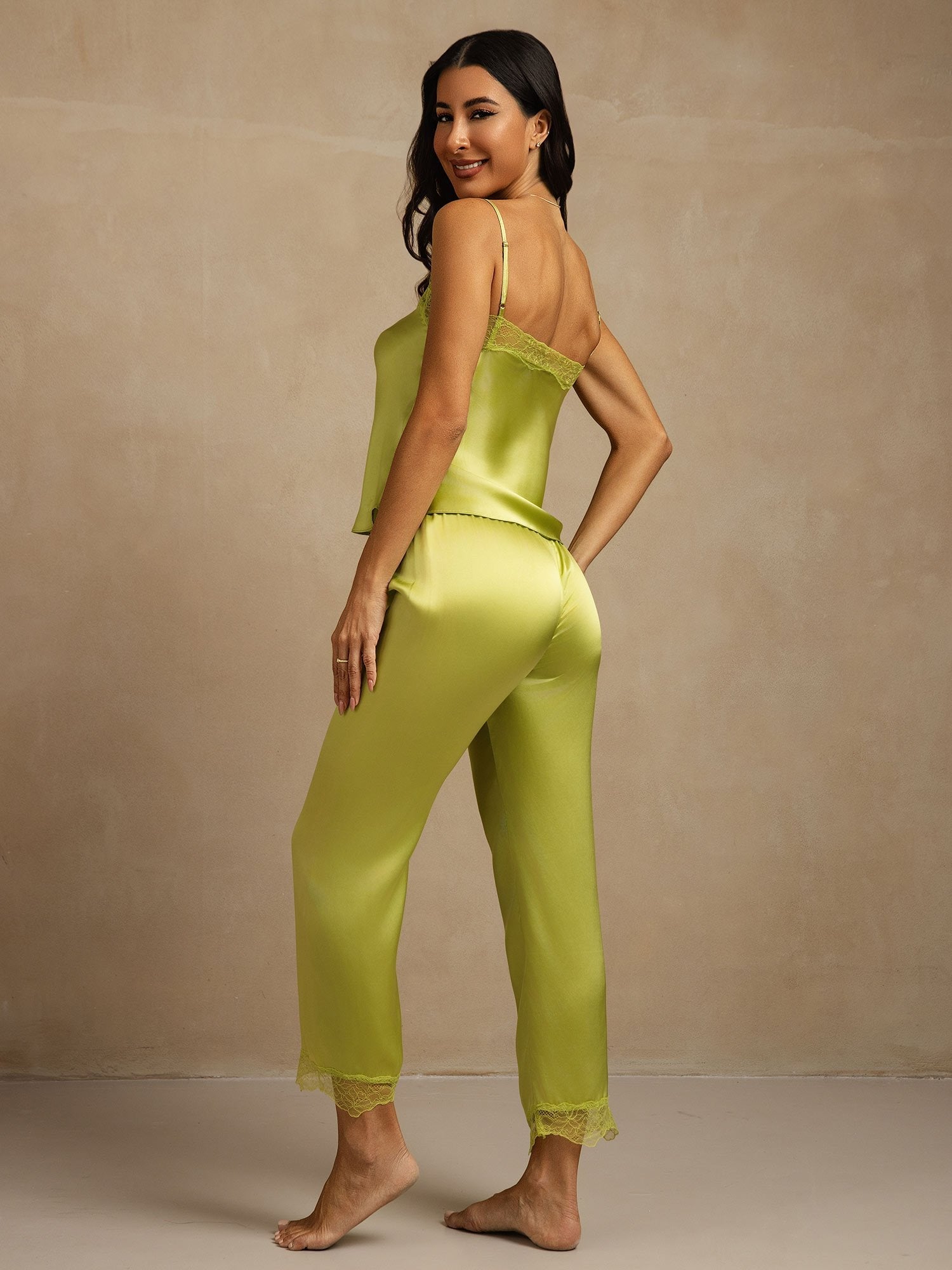 [Vert Menthe] SilkSilky-FR Soie Camisole Set 002