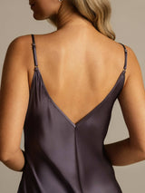[Gris Pourpre] SilkSilky-FR Sleeveless V Neck Chemises de nuit 005