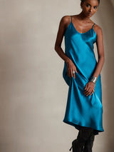 [Bleu Royal] SilkSilky-FR Sleeveless V Neck Robes 003