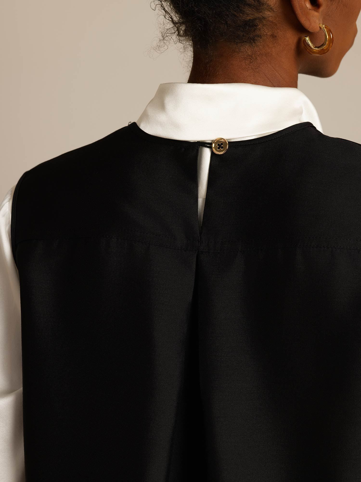 [Noir] SilkSilky-FR 32Momme Soie Womens Vest 005,