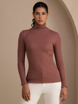 [Cameo Rose] SilkSilky-FR Long Sleeve Turtle Neck Femme T-Shirt 001