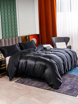 [Noir] SilkSilky-FR 25Momme Parure de Lit Soie 004