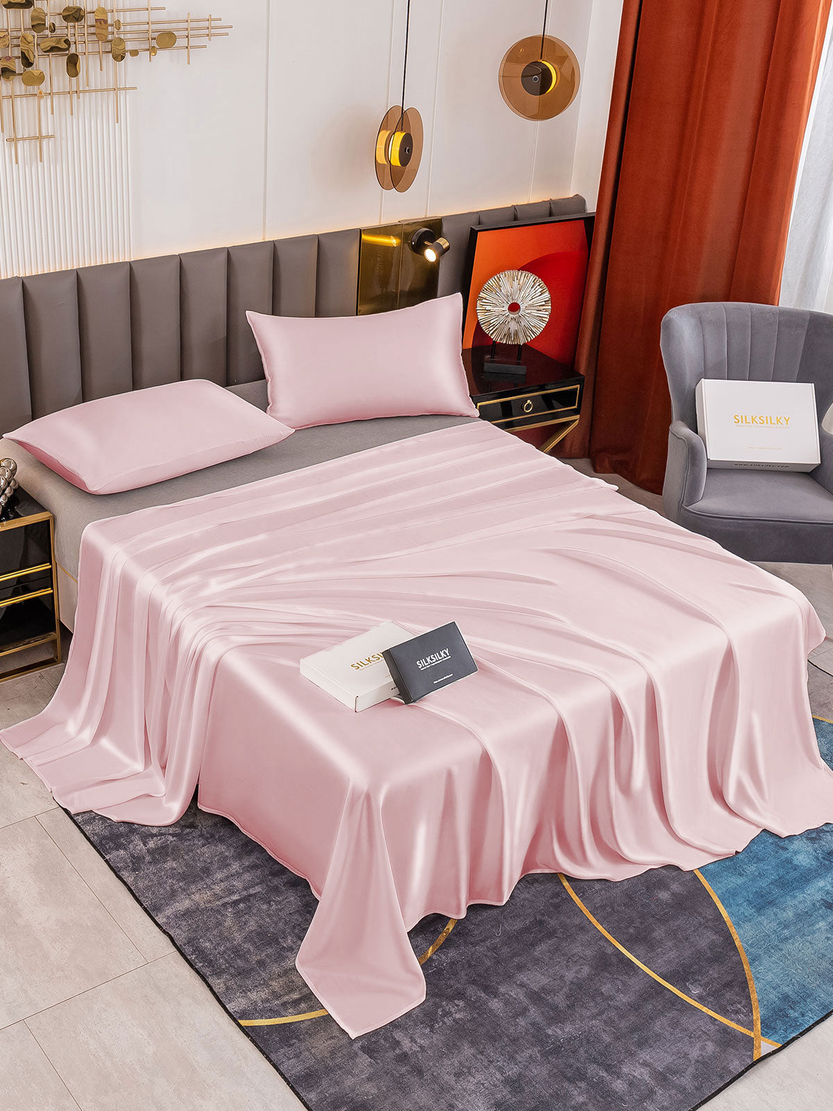 [Rose] SilkSilky-FR 19Momme Pure Soie Bedding Set 001