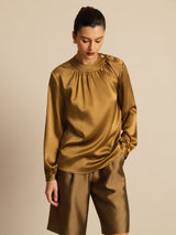 [Bronze] SilkSilky-FR 19Momme Manches longues Col Rond Blouse 003