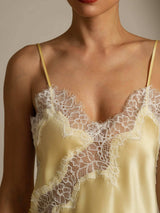 [Jaune Clair] SilkSilky-FR Spaghetti Strap V Neck Top À Fines Brides 004