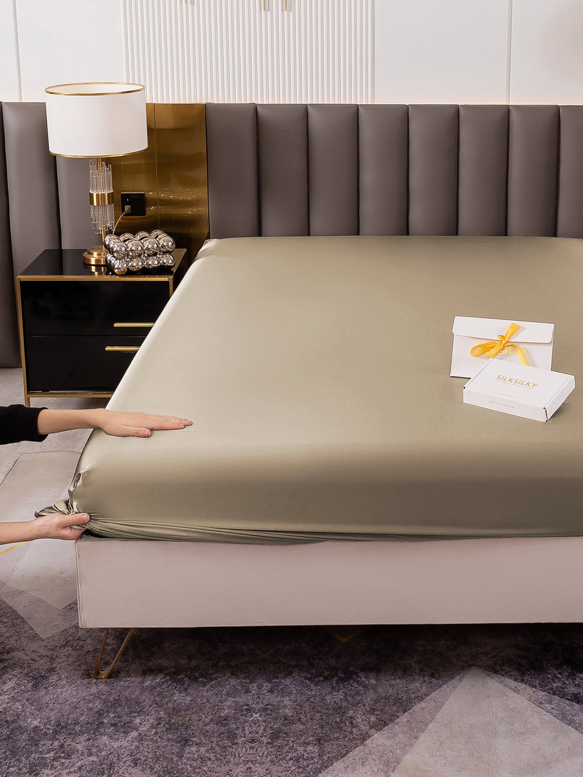 [Kaki] SilkSilky-FR 19Momme Pure Soie Sheet 005