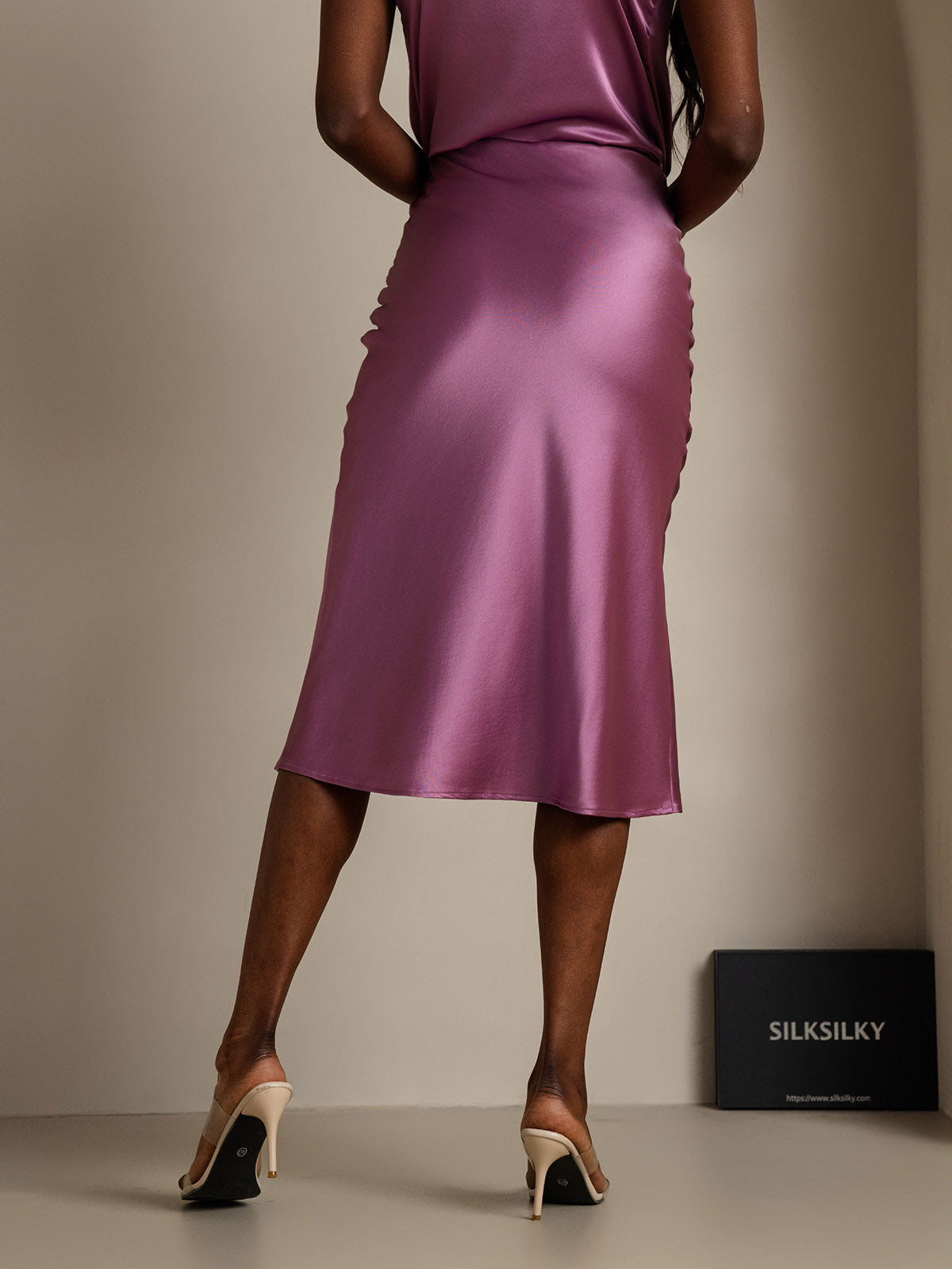 [Violet Foncé] SilkSilky-FR 19Momme Pure Soie Skirt 002