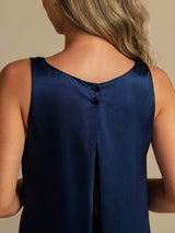 [Bleu Foncé] SilkSilky-FR Sleeveless Scoop Neck Top À Fines Brides 004