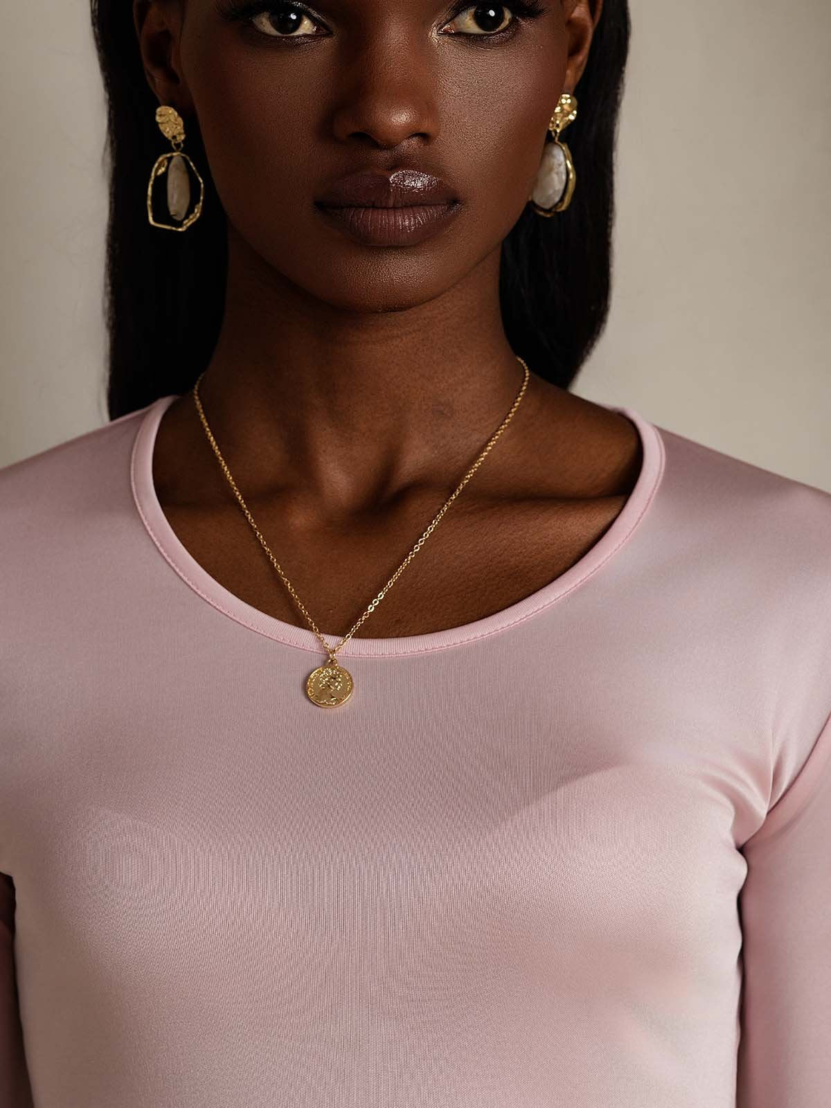 [Rose Corail] SilkSilky-FR Soie Col Rond Femme T-Shirt 004