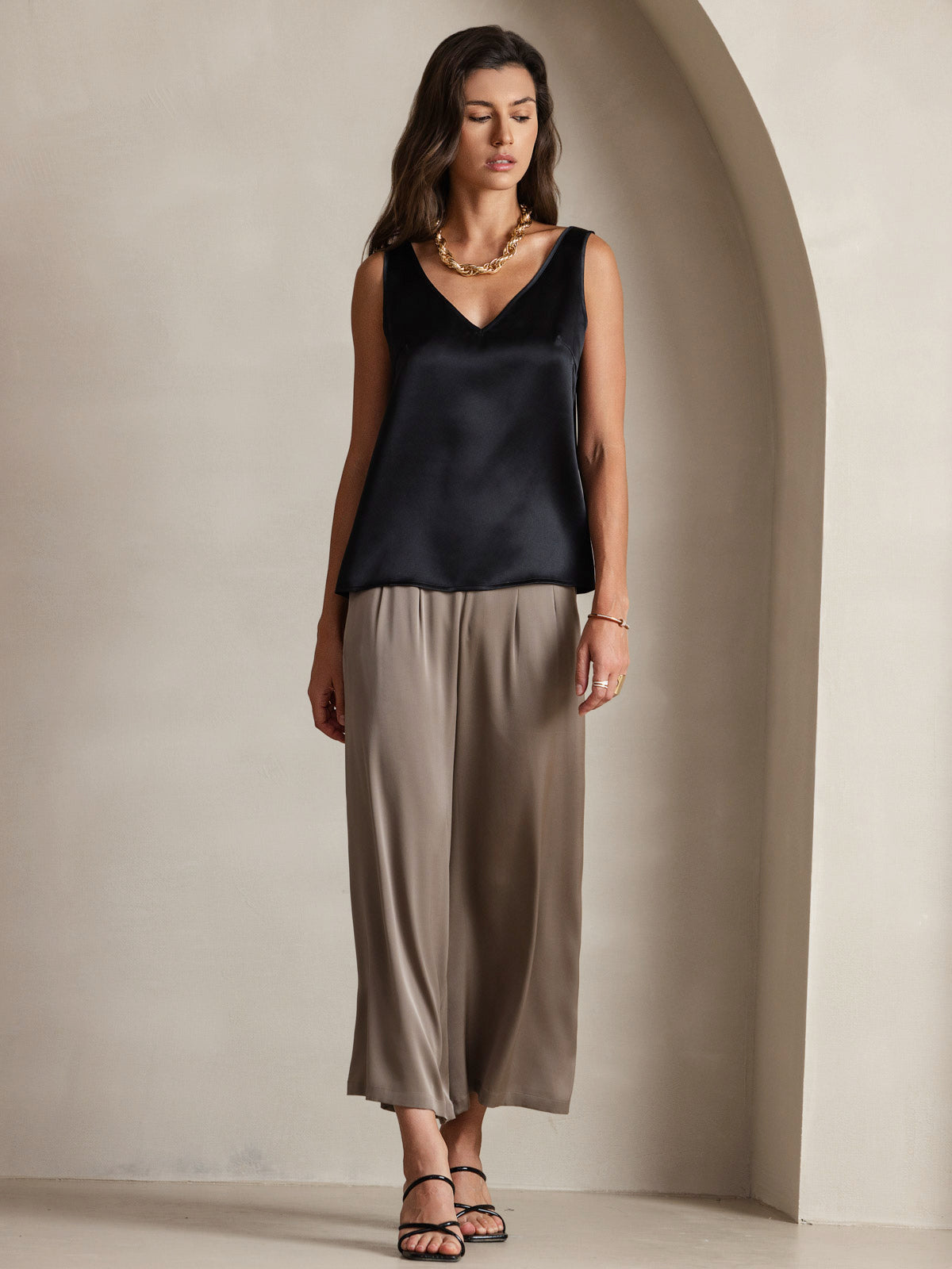 [Noir] SilkSilky-FR 19Momme Soie Camisoles 009