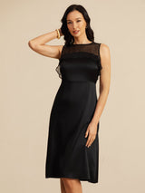 [Noir] SilkSilky-FR Sleeveless Illusion Neck Robes 003