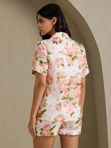 [Pivoine Blanche] SilkSilky-FR Short Sleeve Notch Collar Femme Pyjamas 002