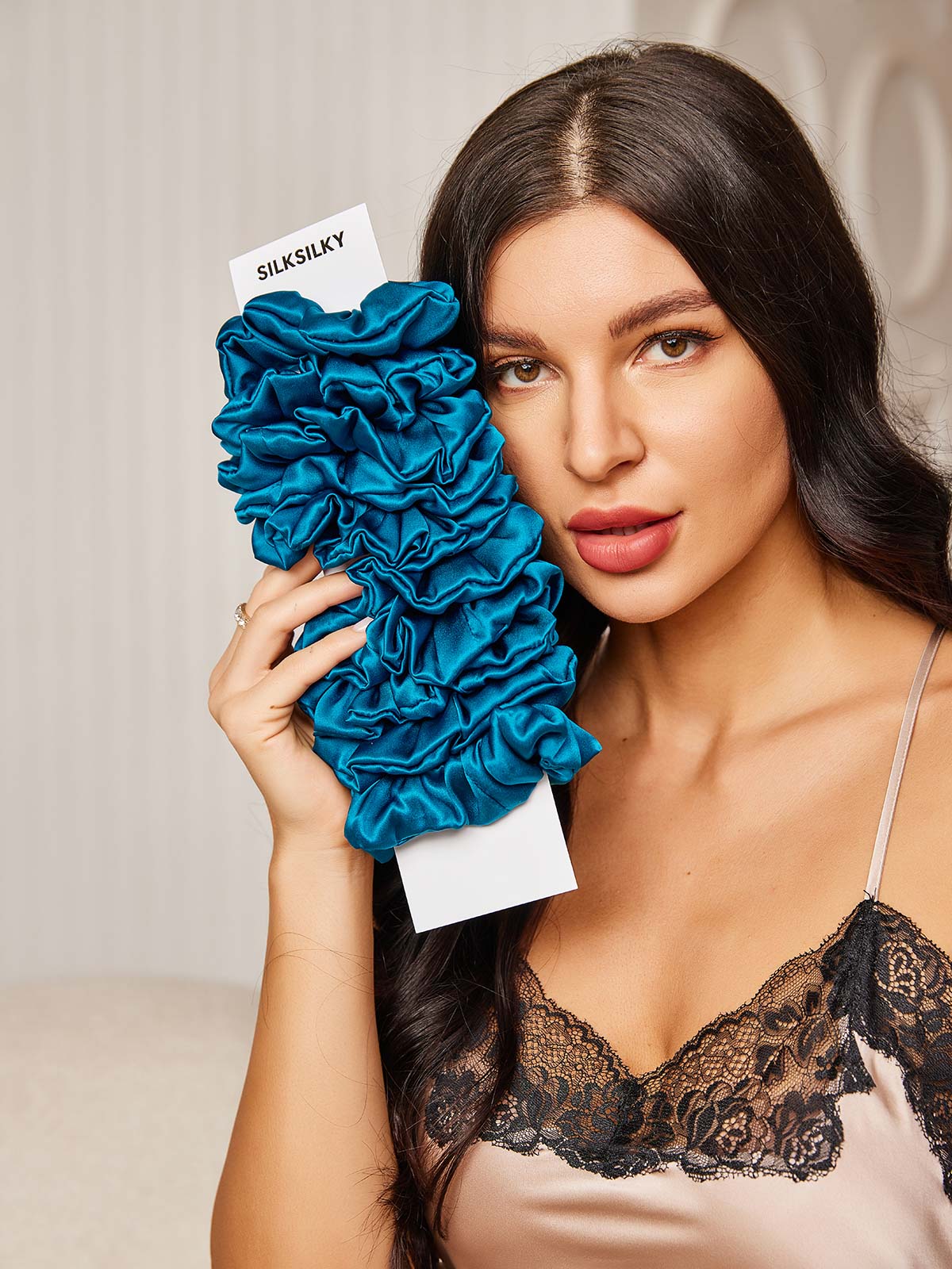 [Bleu Royal] SilkSilky-FR 19Momme Pure Soie Scrunchie 001
