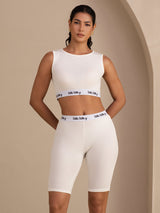 [Blanc] SilkSilky-FR Sleeveless Crew Neck Women's Outfit Sets 001