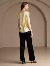 [Jaune Clair] SilkSilky-FR Sleeveless Round Neck Top À Fines Brides 002