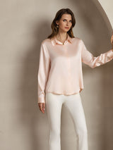 [Rose Clair] SilkSilky-FR Long Sleeve Lapel Collar Femme Chemise 007
