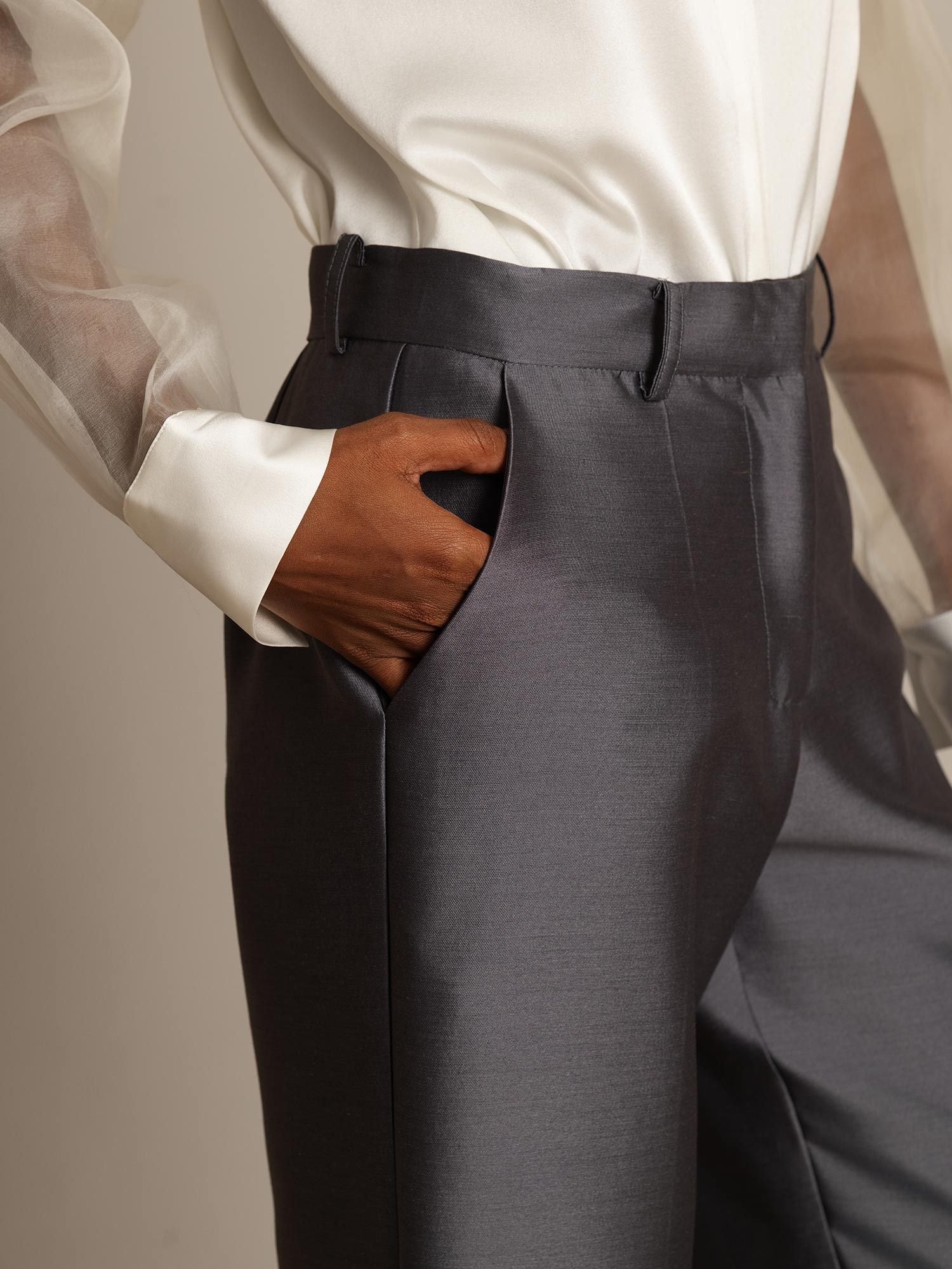 [Gris] SilkSilky-FR 32Momme Soie Womens Pants 004,