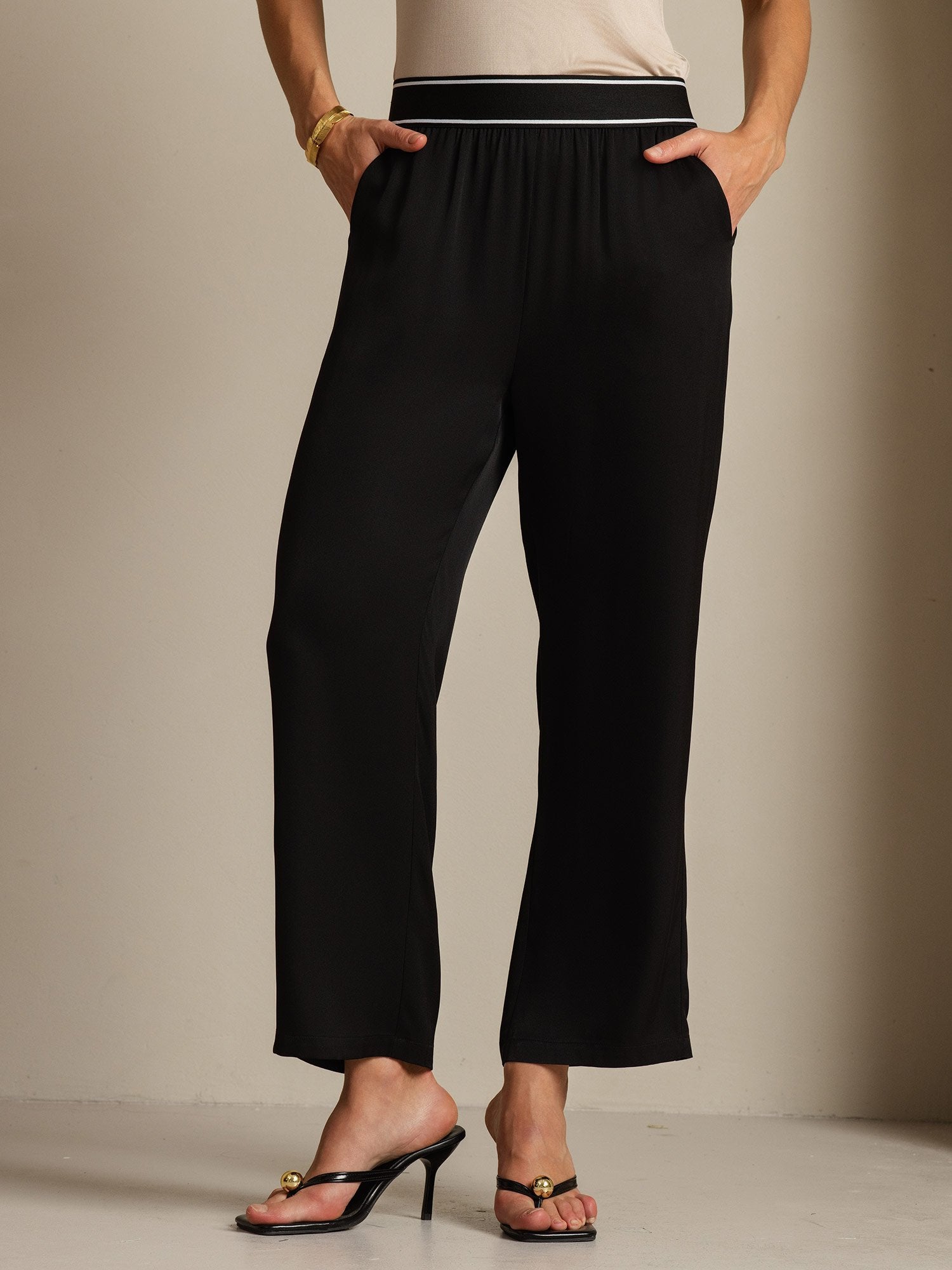 [Noir] SilkSilky-FR 22Momme Soie Womens Pants 001