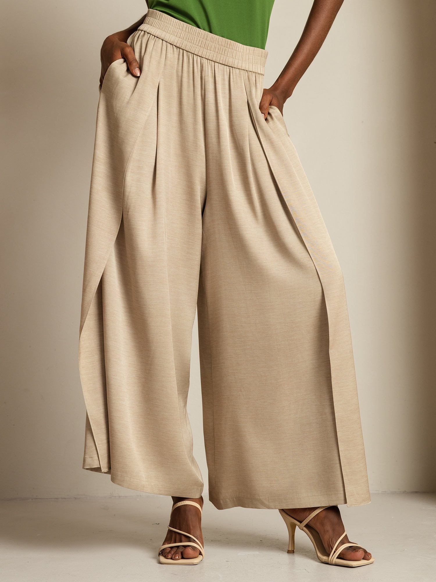 [Tan] SilkSilky-FR 19Momme Soie Womens Pants 001