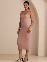 [Rose] SilkSilky-FR Spaghetti Strap Square Neck Robes 004