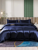 [Bleu Foncé] SilkSilky-FR 25Momme Parure de Lit Soie 002