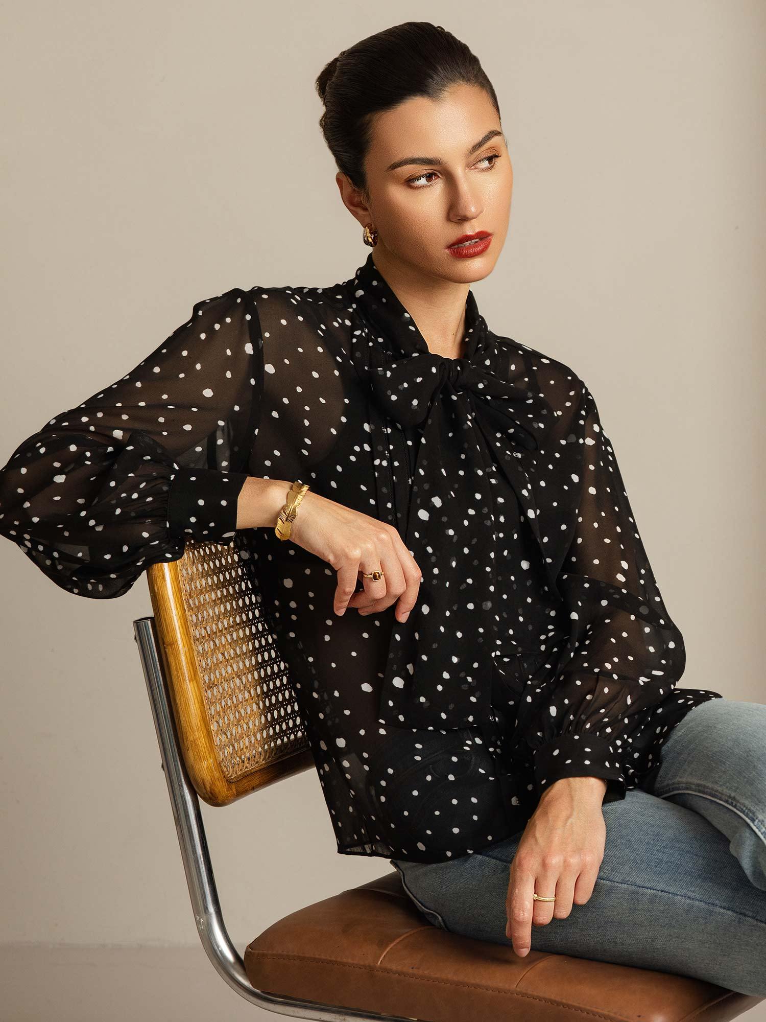 [Pois] SilkSilky-FR Soie Womens Shirt 008