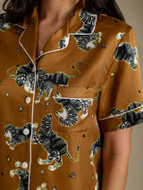 [Lion Brun] SilkSilky-FR Short Sleeve Notch Collar Femme Pyjamas 005