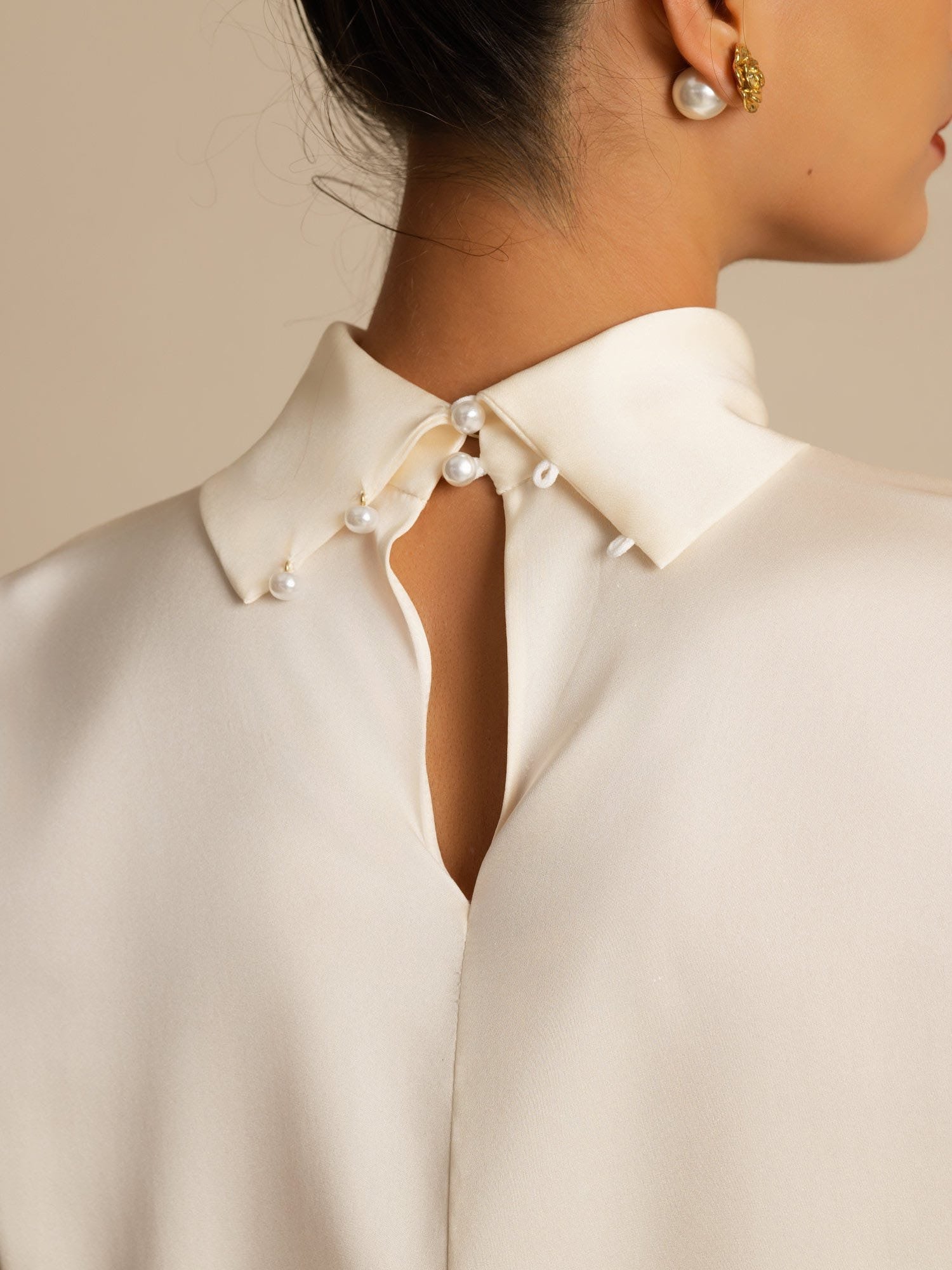 [Champagne] SilkSilky-FR 19Momme Soie Manches longues Col Roulé Femme T-Shirt 004