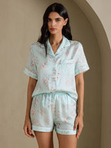 [Fleurs Ciel] SilkSilky-FR Short Sleeve Notch Collar Femme Pyjamas 004