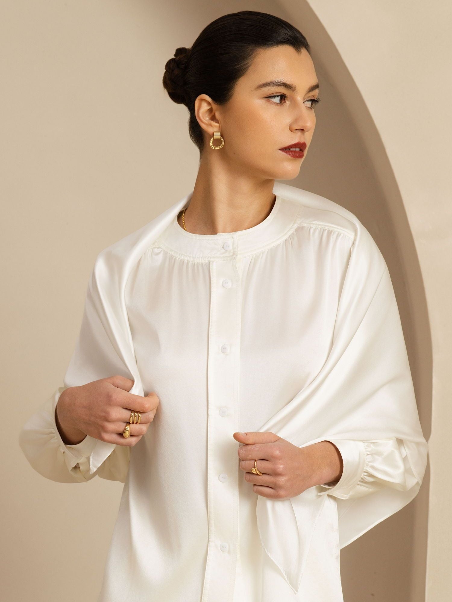 [Blanc] SilkSilky-FR Soie Scarf 002