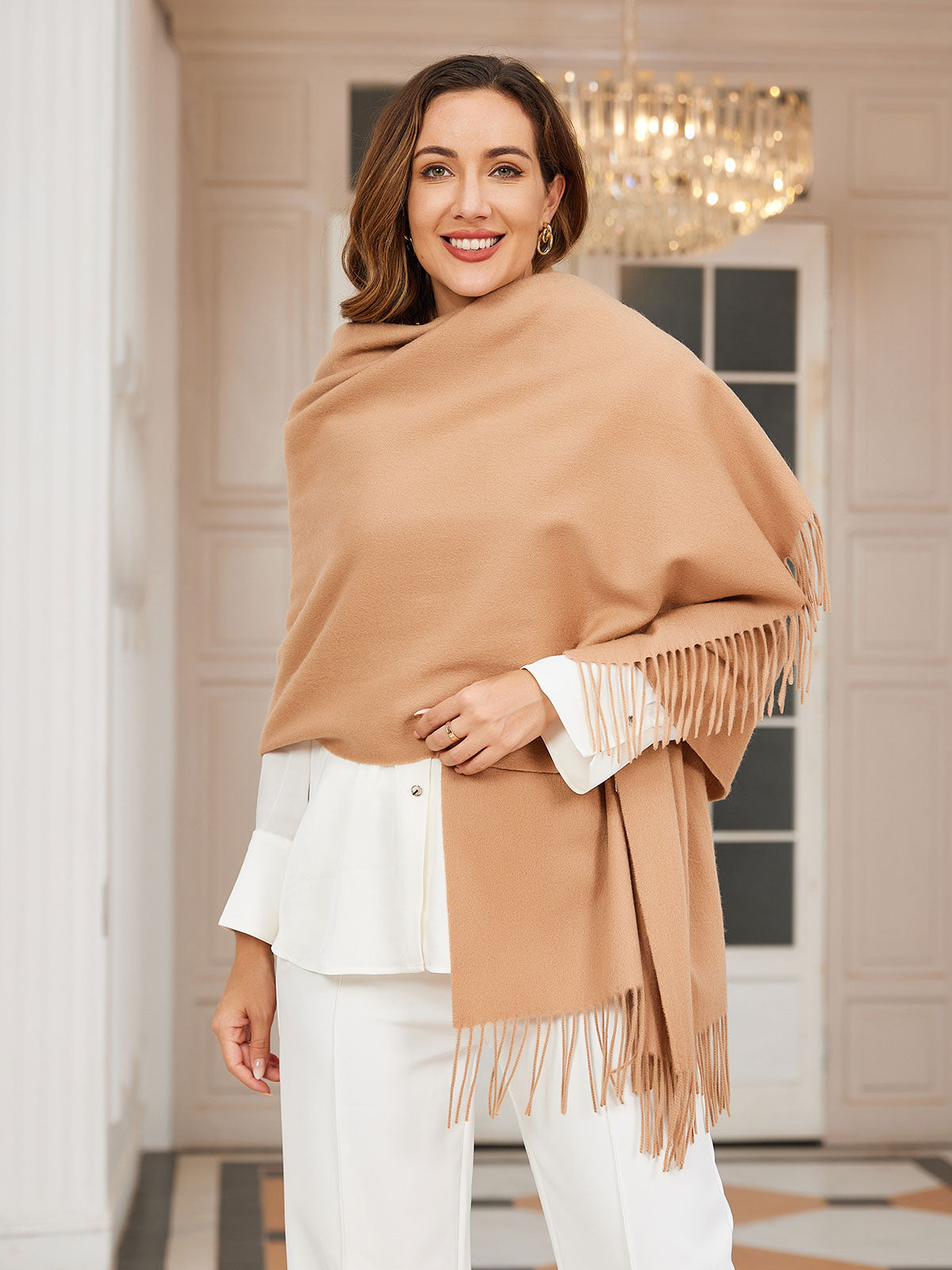 [Tan] SilkSilky-FR Laine Scarf 003