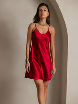 [Rouge Vineux] SilkSilky-FR Sleeveless V Neck Robes 003