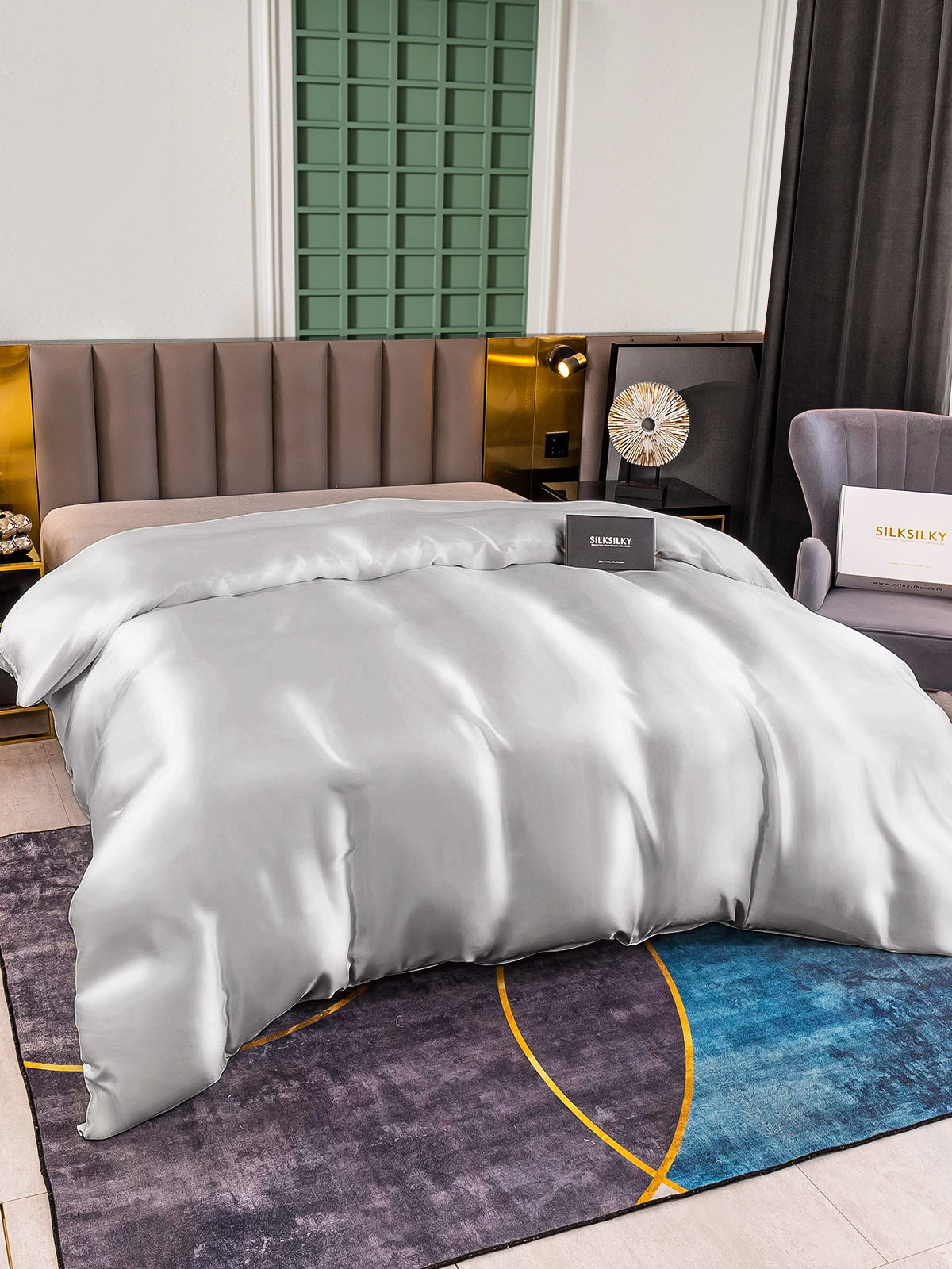 SilkSilky-FR 25Momme Pure Soie Duvet Cover Argent 002