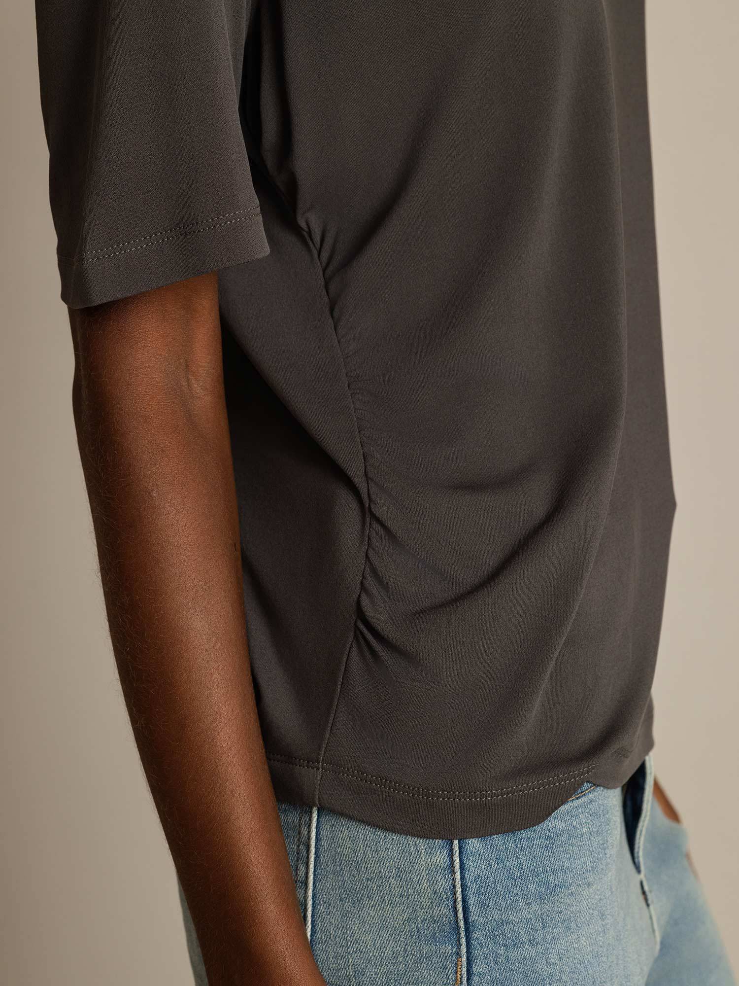 [Gris] SilkSilky-FR Soie Womens T-Shirt 005,