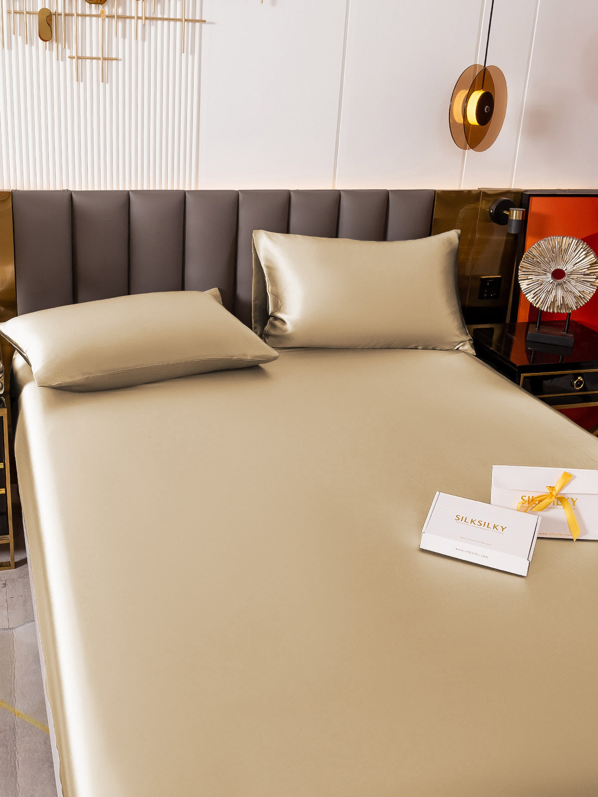 [Beige] SilkSilky-FR 19Momme Pure Soie Bedding Set 005