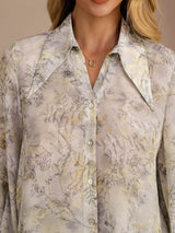[Fleur de Sauge] SilkSilky-FR Long Sleeve Lapel Collar Blouse 005