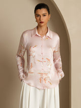 [Rose] SilkSilky-FR 19Momme Manches longues Col à Revers Femme Chemise 003