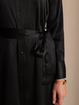[Noir] SilkSilky-FR Long Sleeve Lapel Collar Robes 003
