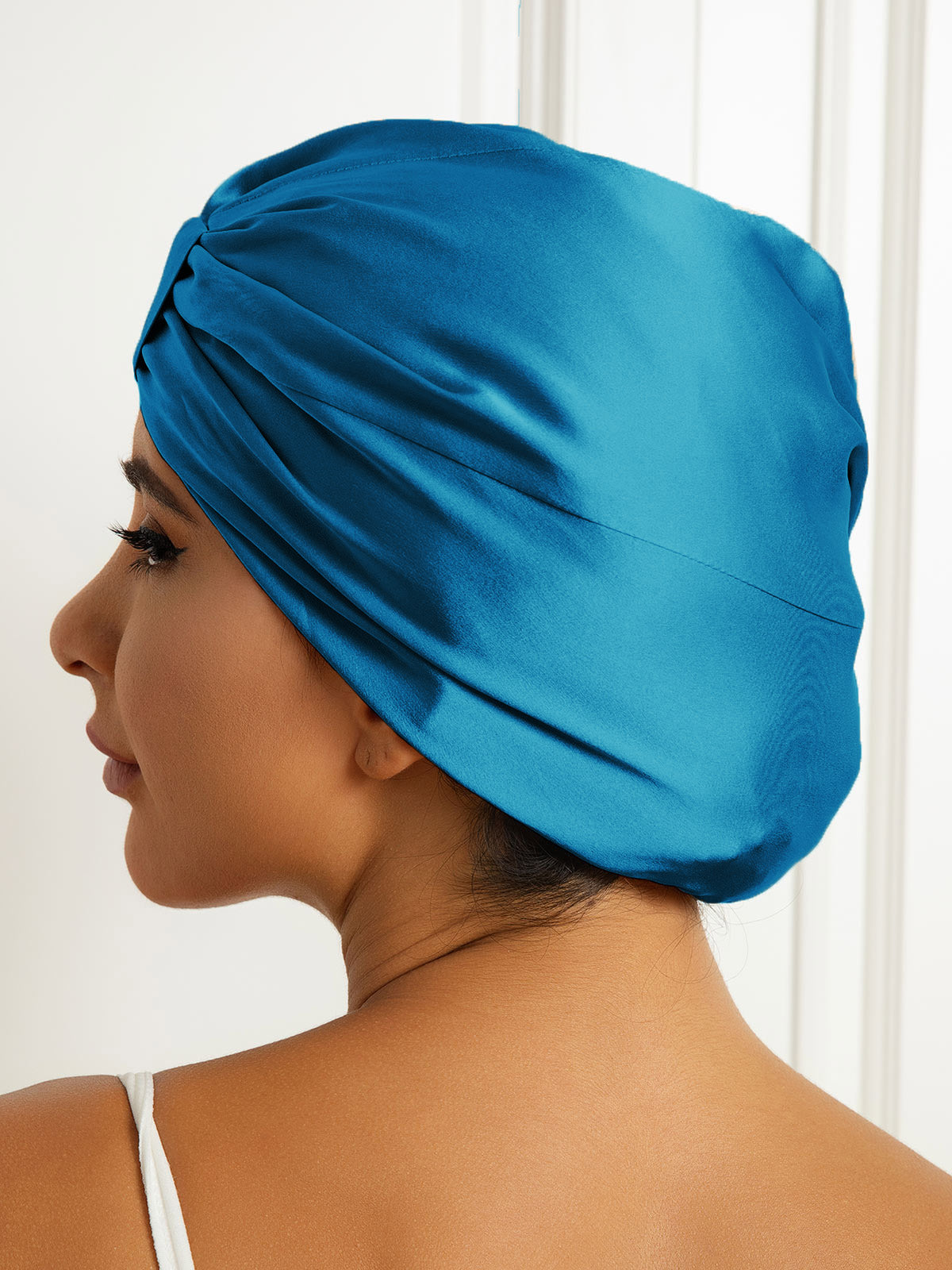 SilkSilky-FR Pure Soie Sleep Cap BleuRoyal 004