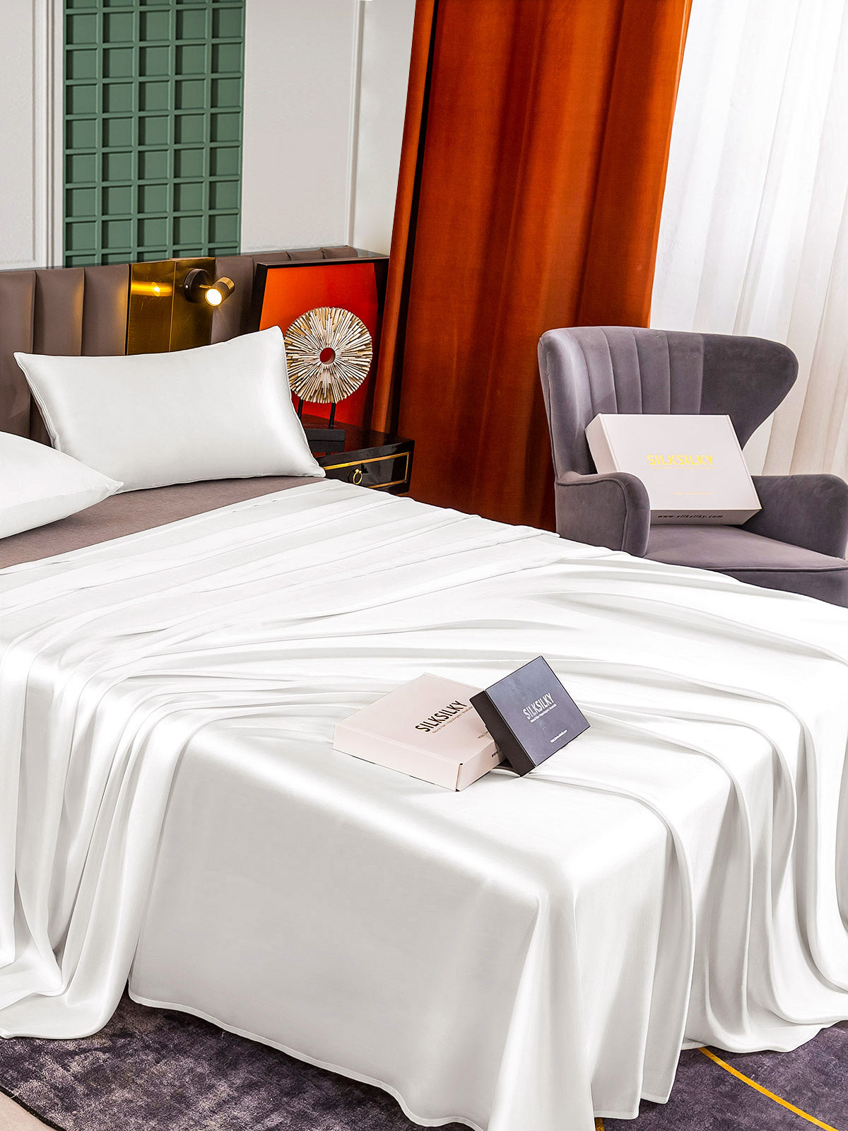 [Blanc] SilkSilky-FR 25Momme Pure Soie Bedding Set 004