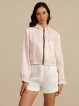 [Rose] SilkSilky-FR 18Momme Manches longues Col Haut Femme Manteaux 007