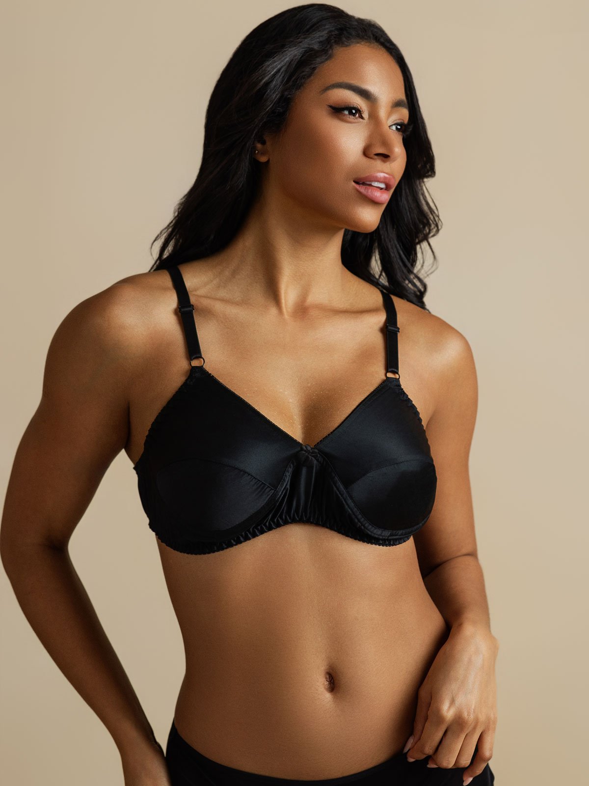 [Noir] SilkSilky-FR Soie Bra 001,