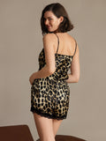 SilkSilky-FR Pure Soie Col en V Ensemble Camisole Leopard 002